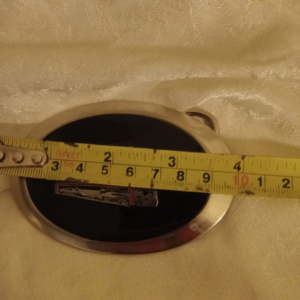 Western Maryland train silver belt buckle red and blue vintage